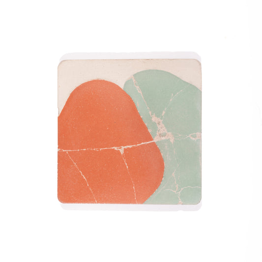 Red / green / White - Concrete Coasters - Set of 4