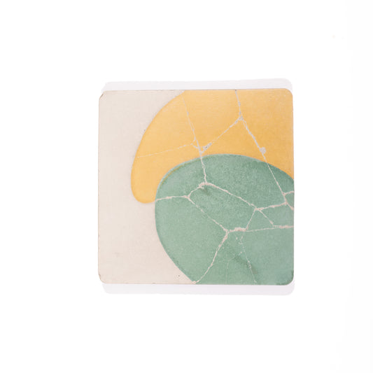 Yellow / green / White - Concrete Coasters - Set of 4